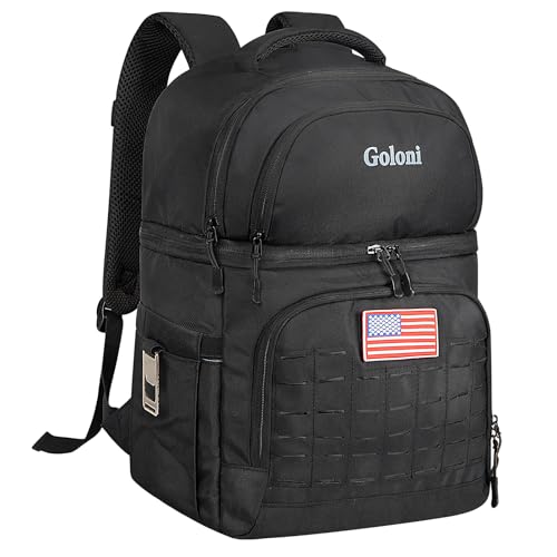 Goloni 40L Insulated Cooler Backpack, Leakproof Lightweight Soft-Sided Cooler with Cooler Compartment - color: Black