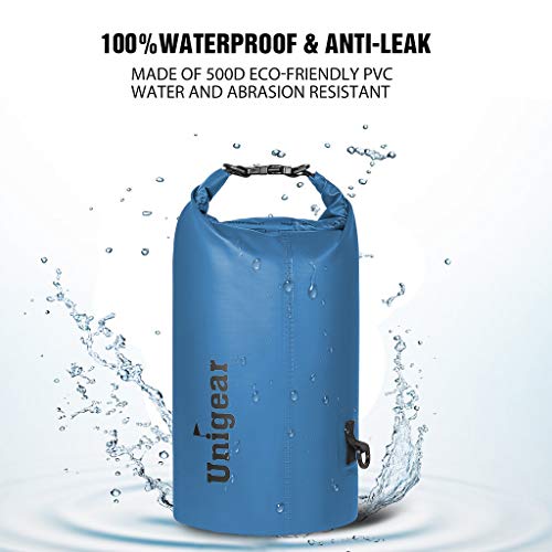 Unigear Dry Bag Waterproof, 2L/5L/10L/20L/30L/40L Floating and Lightweight Bags for Kayaking, Boating, Fishing, Swimming and Camping with Waterproof Phone Case - color: Sky Blue, size: 2L