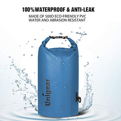 Unigear Dry Bag Waterproof, 2L/5L/10L/20L/30L/40L Floating and Lightweight Bags for Kayaking, Boating, Fishing, Swimming and Camping with Waterproof Phone Case - color: Sky Blue, size: 5L