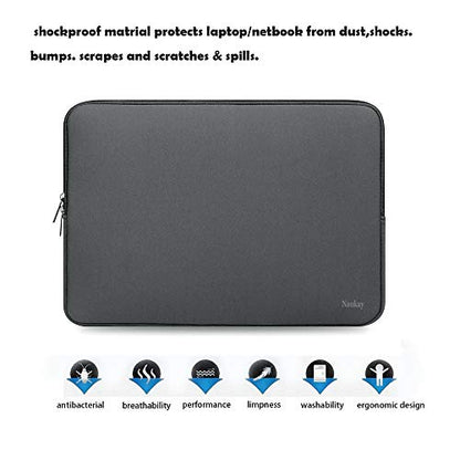 Laptop Sleeve Bag 15.6 Inch,Resistant Neoprene Laptop Sleeve/Notebook Computer Pocket Case/Tablet Briefcase Carrying Bag fit for Computer Notebook MacBook- (Grey) - color: Grey, size: 15.6 inch