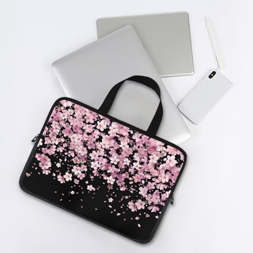 Mumeson Pink Cherry Blossom Laptop Bag 10-17Inch Laptop Sleeve Case for Most Laptops with Handle Briefcase Carrying Computer Bag with Large Capacity Pocket - color: Pink Cherry Blossom, size: 10 Inch