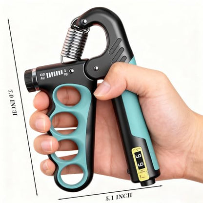 2PCS Adjustable Hand Grip Strengthener (11-220LB) - Automatic Counter Hand Wrist Forearm Exerciser, Grip Strength Trainer for Athletes, Musicians, Injury Recovery & Physical Therapy (Blue)