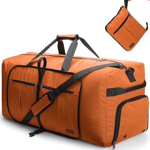 100L Travel Duffle Bag for Men, Urtala 32” Large Duffle Bag for Traveling with Shoe Compartment, Foldable Travel Duffel Bag for Men Women Waterproof & Tear Resistant (Orange, EXTRA LARGE, 100L) - color: Orange, size: 100L