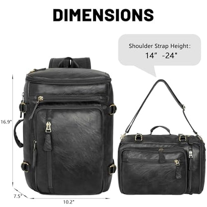 GOWIN Vegan Leather Laptop Backpack fit 16 Inch Laptop ‌3-in-1 Convertible Travel Water-resistant Backpack for Men, TSA Approved (Black) - color: Black