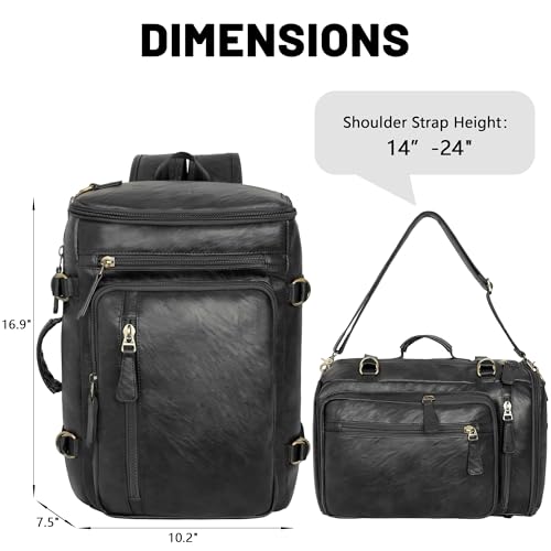 GOWIN Vegan Leather Laptop Backpack fit 16 Inch Laptop ‌3-in-1 Convertible Travel Water-resistant Backpack for Men, TSA Approved (Black) - color: Black