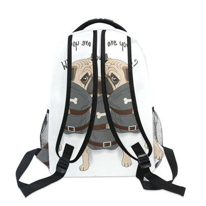 ALAZA Pug Dog Print Puppy Funny Quote Large Backpack for Kids Boys Girls Student Personalized Laptop iPad Tablet Travel School Bag with Multiple Pockets - color: Pug