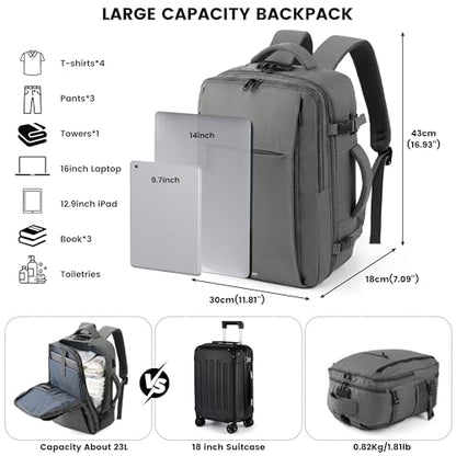 TANTOMI Travel Backpack for Women, Carry On Backpack with Wet-Dry Separation Compartment, TSA-Compliant Laptop Backpack, Personal Item Travel Bag with Anti-Theft Lock for Weekender (Dark Grey) - color: 1-dark Grey