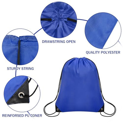 Grneric 50Pcs Drawstring Backpack Bulk Cinch Bag, Drawstring Bags Polyester for Gym Sports Beach Party Trip(Navy Blue) - color: Navy Blue
