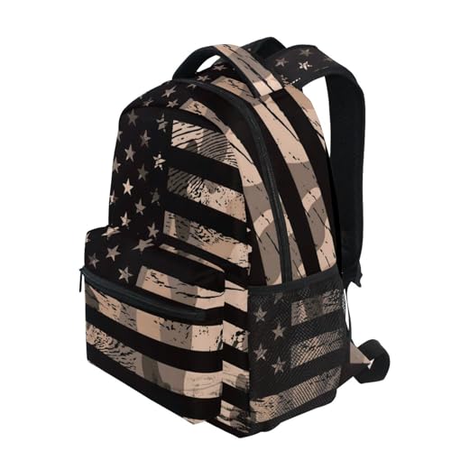 ALAZA American USA Flag Desert Camouflage Backpack Best Suitable for Under 13 Boys Kids Girls School Laptop iPad Tablet Travel School Bag with Multiple Pockets - color: Usa Flag