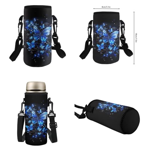 Flashideas Aesthetic Butterfly Backpack for Girls Kids Backpack with Lunch Box Insulated Water Bottle and Water Bottle Holder with Strap 4Pcs Set 17" Bookbag with Compartments Lightweight School Bag - color: Aesthetic Blue Butterfly