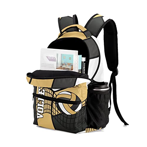 Customized Volleyball Gold White Black Waterproof Backpack with Name for Hiking Camping Picnic - color: Backpack 3