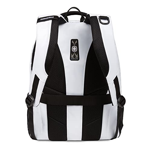 SWISSGEAR Cecil 18-Inch Laptop Backpack Fits 16-Inch Laptop, Travel Daypack with Organizer Pockets, Water Bottle Holders & Padded Straps – White - color: White