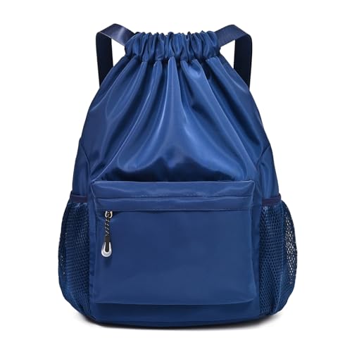 LOKAPEGY Drawstring Backpack for Women, Waterproof Drawstring Gym Bag for Men, Cinch Sack for Basketball, Pull String Sport Bag for Soccer. (Deep Blue) - color: Dark Blue