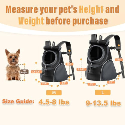 YUDODO Dog Front Carrier Backpack with Sunshade Hood, 2 Head-Out (Front & Side) Breathable Pet Carrier for Small Dog, Ventilated Doggy Backpack for Hiking Outdoor (Upgraded – Black, M) - color: Upgraded – Black