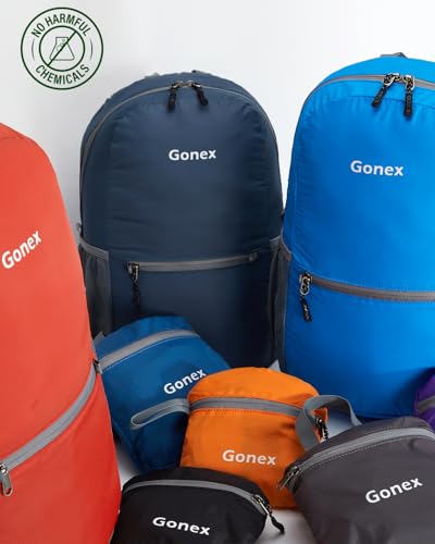 Gonex Ultra Lightweight Packable Backpack Daypack Handy Foldable Camping Outdoor Travel Cycling Backpacking - color: Grey Blue