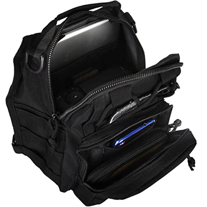 BOMTURN Tactical Backpack-1000D Waterproof Military Backpack/Laser-Cut/CCW Bags Sling Bag Tactical Satchel Shoulder Bag Men - color: Matte Black