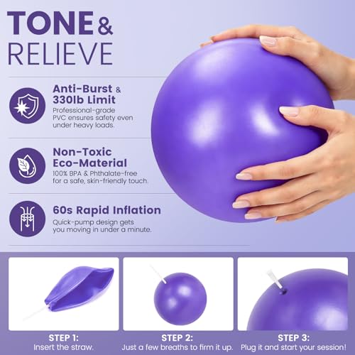 Pilates Kit for Women 13PCS, Pilates Ring and Ball Set with Magic Circle, Resistance Bands Set, Figure 8 Band, Yoga Ring & Grip Socks, Home Workout Equipment Essentials Starter Kit for Beginners - color: Purple