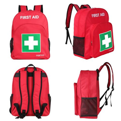 First Aid Backpack Empty, Red Waterproof Emergency Backpack, Portable Large Capacity Empty Medical First Aid Bag for Car Home Office Outdoor Travel Hiking Camping - color: Red2