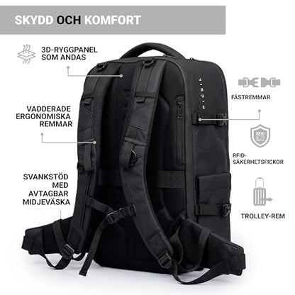 PICSIL Horizon Travel Backpack – Expandable 26L-33L Carry-On with Waterproof Laptop Compartment for 15 & 15.6'', Shoe Storage, and Personal Item Bag - Moonless - color: Moonless