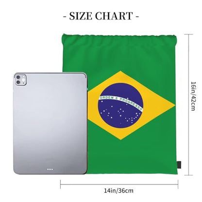 Brazil Flag Drawstring Bag Sport Gym Backpack Beach Travel Sack Draw String Yoga Bag For Men Women - color: Brazil Flag