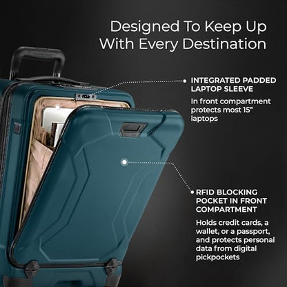 Briggs & Riley 21 Inch International Carry-On Luggage with Wheels - Small Rolling Hard Shell Heavy Duty Suitcase with Laptop Compartment - 360 Spinner Wheels - Torq Collection - Ocean - color: Ocean, size: 21"