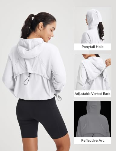 baleaf Women's Lightweight Sun Jackets Long Sleeve Packable - color: White, size: X-Large