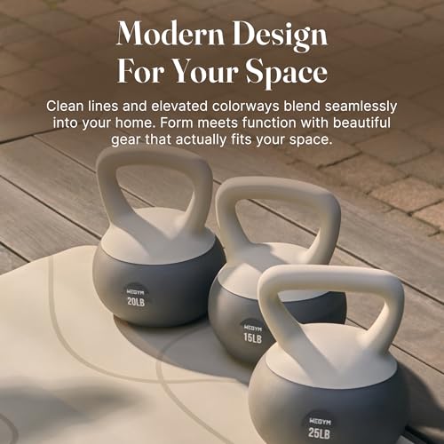 WeGym Soft Kettlebells with Cushioned Impact-Resistant Base and Anti-Slip, Wide-Grip Handle for Home Workouts, Weightlifting, and Full Body Strength Training - color: Sandstone-3 PCS, style: 10+15+20LB