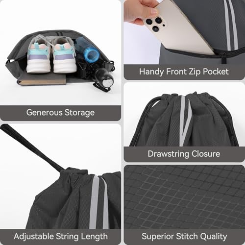 Drawstring Backpack Large Sports Draw String Bag for Men and Women (Urban Gray) - color: Two Tone Urban Gray