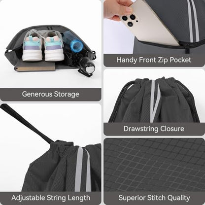 Drawstring Backpack Large Sports Draw String Bag for Men and Women (Urban Gray) - color: Two Tone Urban Gray