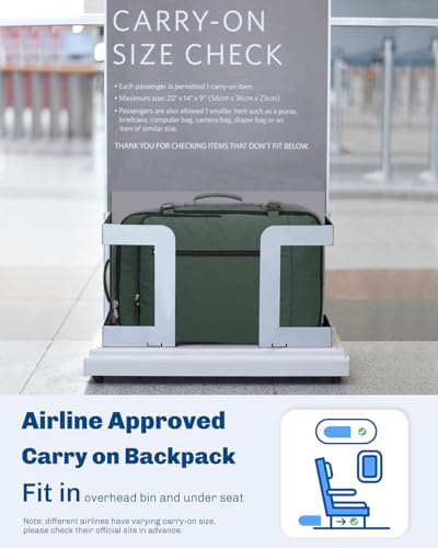 Hynes Eagle 38L Flight Approved Backpack Carry On Travel Bag for Men Women - color: Oliver Green