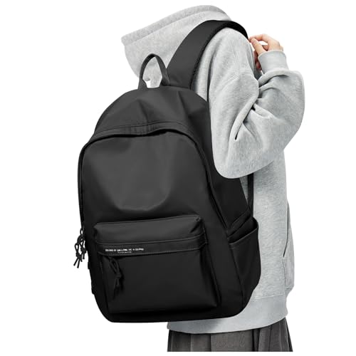 BJLFS Small Black School Backpack for Girls Women Waterproof High School Book Bag Cute Backpack for Men Teens Boys, Lightweight Simple Middle School Back Pack Daypack Gift - color: Black