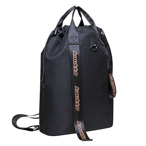 KAUKKO Drawstring Sports Backpack Gym Yoga Bag Shoulder Rucksack for Men and Women BLACK,19.09L - color: H02-2-black