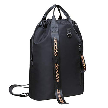 KAUKKO Drawstring Sports Backpack Gym Yoga Bag Shoulder Rucksack for Men and Women BLACK,19.09L - color: H02-2-black