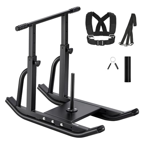 VEVOR Football Sleds and Chutes, Weight Sled, Football Training Pull Push Running Sled, Fitness Workout Sled Push Gym Equipment, Adjustable Height Handle, Compatible 1/2 in Weight Plates - style: T-Handle Black