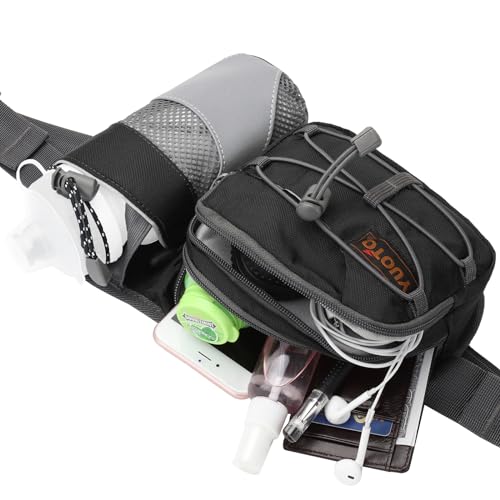 Waist Pack with Water Bottle Holder for Running Walking Hiking Fanny Pack Hydration Belt - color: Black
