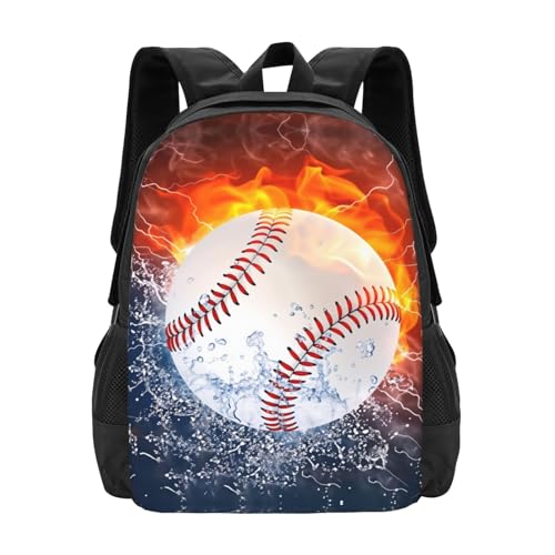 Basketball Fire and Water Design Backpack Laptop Travel Bag Adjustable Backpack Print Daypack for Men Women 16.5 In - color: Style 4