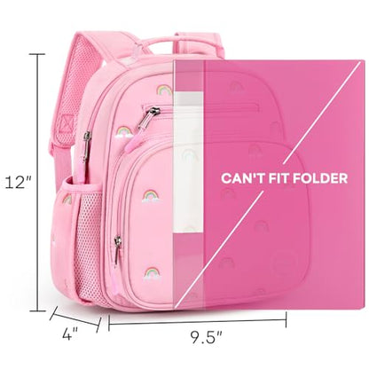 mibasies Toddler Backpacks for Girls 2-4: Quilted Backpack for Preschool Prek Daycare - Cute 12 Inches Bookbag for Little Kids Rainbow Pink - color: Rainbow Pink, style: Toddler-12"h(not Fit Folder)