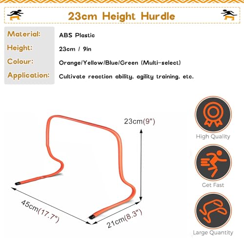 Mini Hurdles for Track and Field, 6" 9 12 16 20 24 Inch Speed Hurdles for Agility Training, Kids/Athletes/Basketball/Baseball/Soccer/Football Indoor Outdoor Sports Equipment(23cm/9in) - size: 23cm/9in
