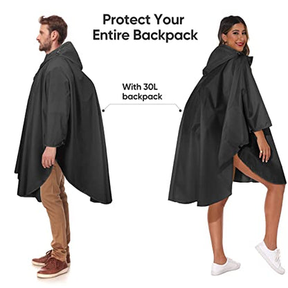 PTEROMY Hooded Rain Poncho for Adult with Pocket and Zipper, Waterproof Lightweight Raincoat for Men and Women - color: Blossom Season