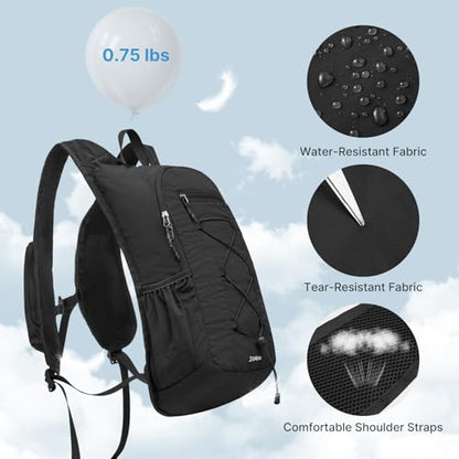 G4Free 20L Hiking Backpack Lightweight Daypack with Phone Pocket Small Packable Foldable Hiking Bag for Women Men, Black - color: Black