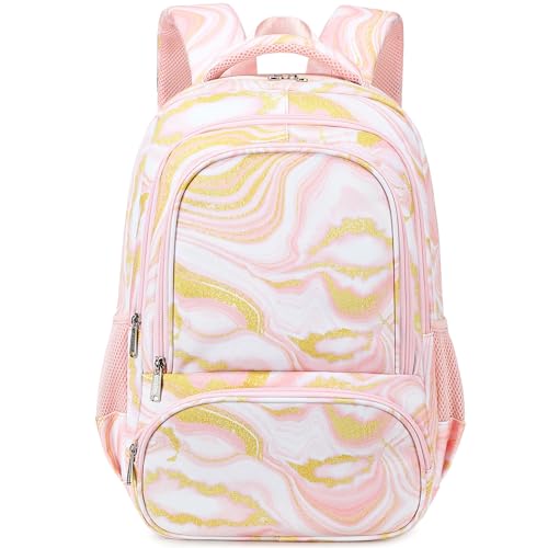 abshoo Marble Lightweight Kids Backpack For School Girls Elementary Kindergarten Bookbag School Bags (Marble PINK-B) - color: Marble Pink-b