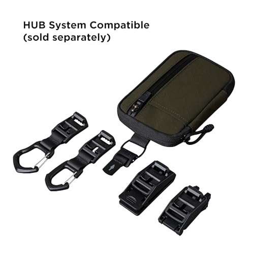 ALPAKA HUB Pouch Pro EDC Organizer - Small Tool Pouch for Electronics, Cables with YKK Zipper, Daily Use and Travel - Axogrid 300D Weatherproof UV Resistant Fabric - color: Army Green Axogrid 300D