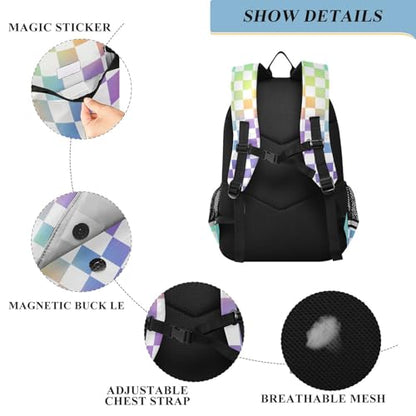 ALAZA Rainbow Checkered Laptop Backpack Purse for Women Men Checker Travel Bag Casual Daypack with Compartment & Multiple Pockets - color: Checkered