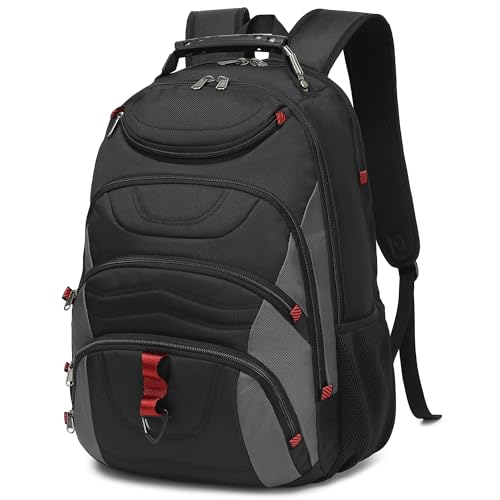 Boavan Laptop Backpack for men, 17.3 inch Laptop Bag with USB Port, Waterproof Travel Work Backpack Purse, Anti-Theft Teacher Nurse Doctor Casual Bookbags Office Business backpack，Black&Dark Grey - color: Black&dark Grey, size: 17.3