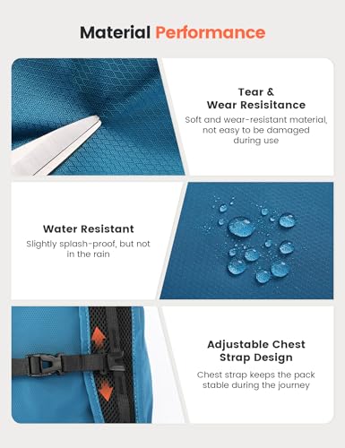SKYSPER Hiking Backpack Ultralight Packable RFID Travel Daypack Small Nylon Stuff Pack 16L Outdoor Bag for Women Men - color: Blue