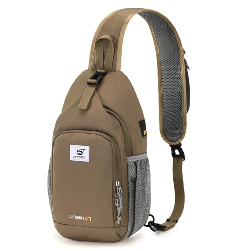SKYSPER Sling Bag RFID Crossbody Sling Backpack Cross Body Shoulder Bag Travel Hiking Daypack for Women Men(Taupe) - color: Taupe