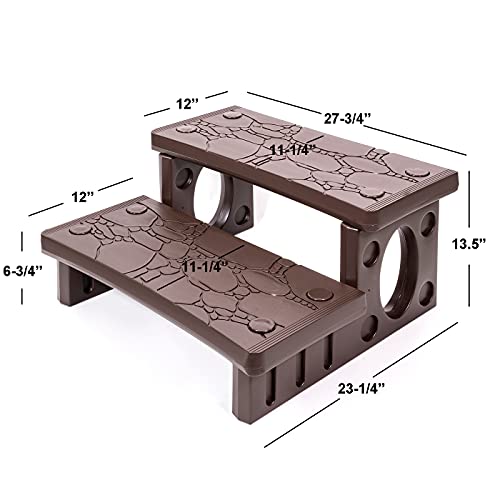 XtremepowerUS Universal Hot Tub Spa Outdoor & Indoor Pool Camper Tub RV Deck Heavy Duty Anti-Slip Bathtub 2-Steps, Mocha - color: Mocha