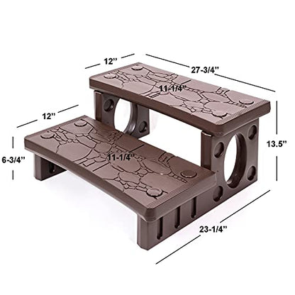XtremepowerUS Universal Hot Tub Spa Outdoor & Indoor Pool Camper Tub RV Deck Heavy Duty Anti-Slip Bathtub 2-Steps, Mocha - color: Mocha