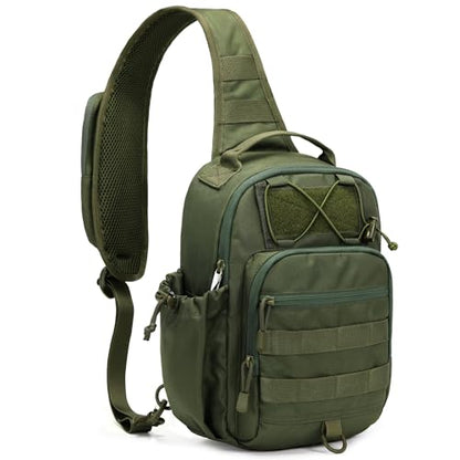 HALOVIE Anti-theft Tactical Sling Bag RFID ArmyGreen Military Shoulder Bag with Phone Pack EDC Molle Crossbody Bag for men - color: Armygreen