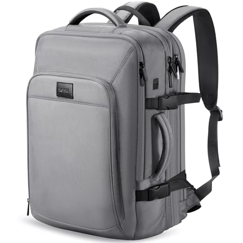 HOMIEE Carry On Luggage 22x14x9 Airline Approved 50L Travel Backpack, Extra Large Expandable Laptop Backpack, Black (Grey) - color: Grey